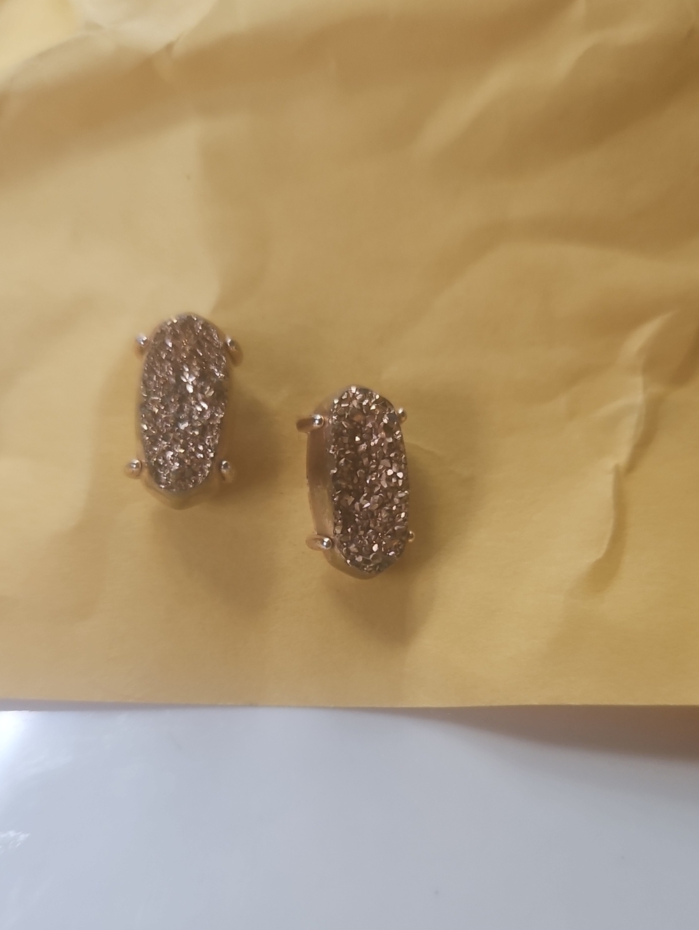 Kendra Scott Gold Druzy Oval Stud Earrings